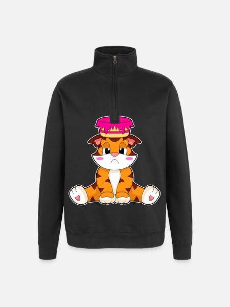 Tiger Birthday Cake - Quarter-Zip Sweatshirt - black
