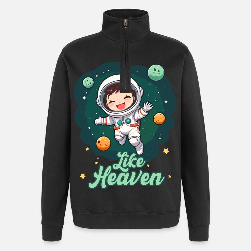 Comme le paradis - Astronaute - Sweat à zip 1/4 - noir