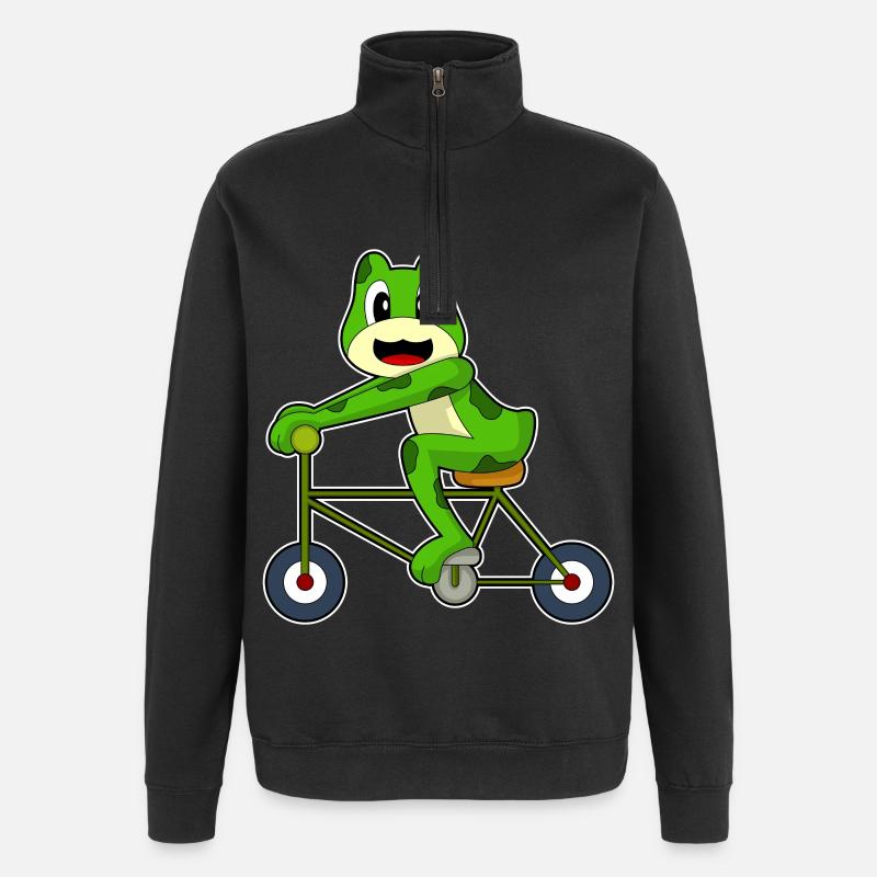 Frog Bicycle - Quarter-Zip Sweatshirt - black