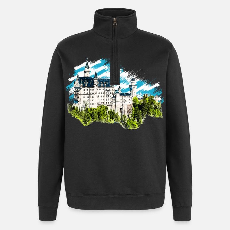 Neuschwanstein Castle - Quarter-Zip Sweatshirt - black