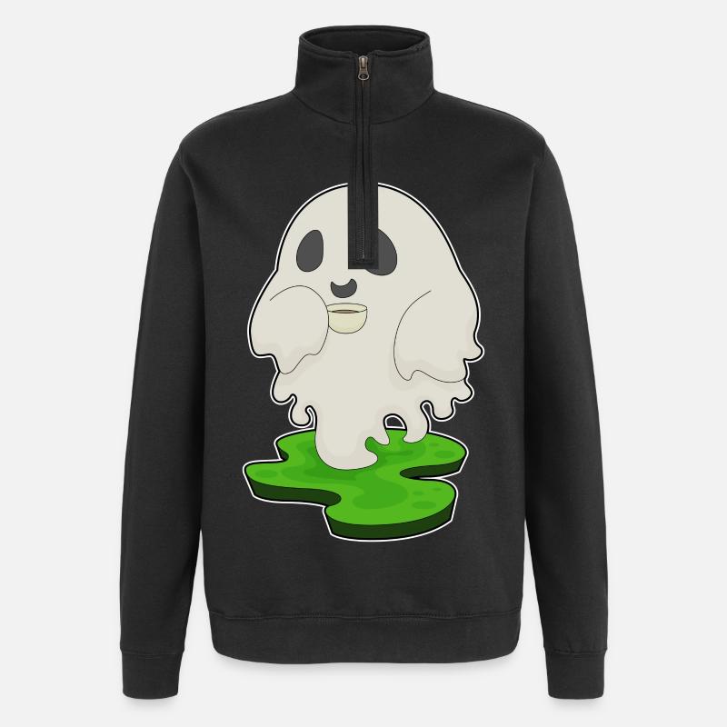Geist Halloween Kaffee - Quarter-Zip-Sweatshirt - Schwarz
