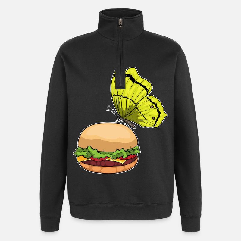 Butterfly Cheeseburger - Quarter-Zip Sweatshirt - black