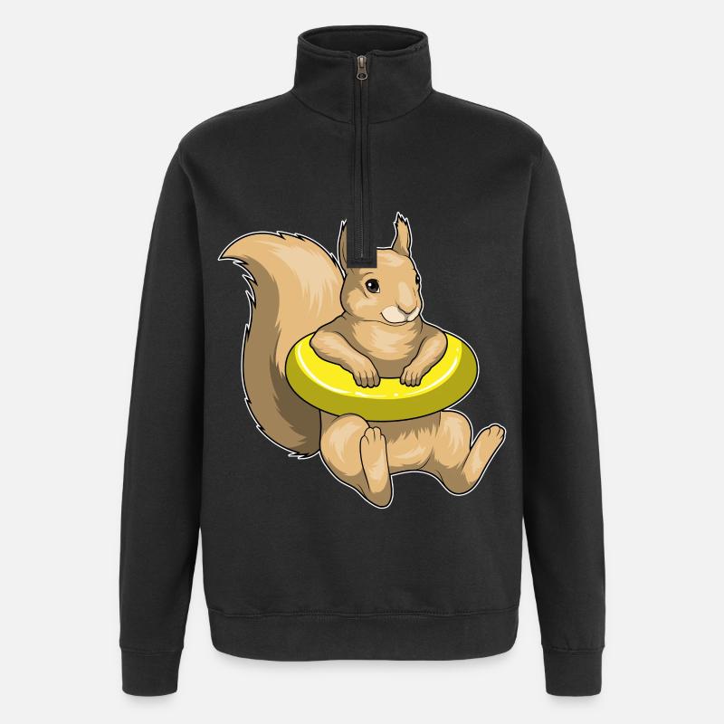 Eichhörnchen Schwimmen Schwimmring - Quarter-Zip-Sweatshirt - Schwarz