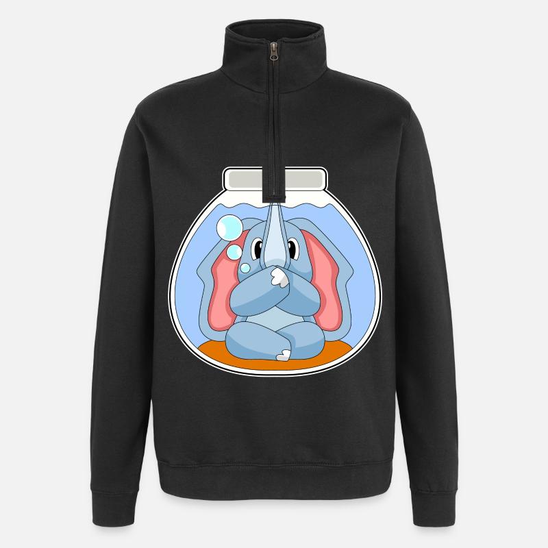 Elefant Aquarium - Quarter-Zip-Sweatshirt - Schwarz