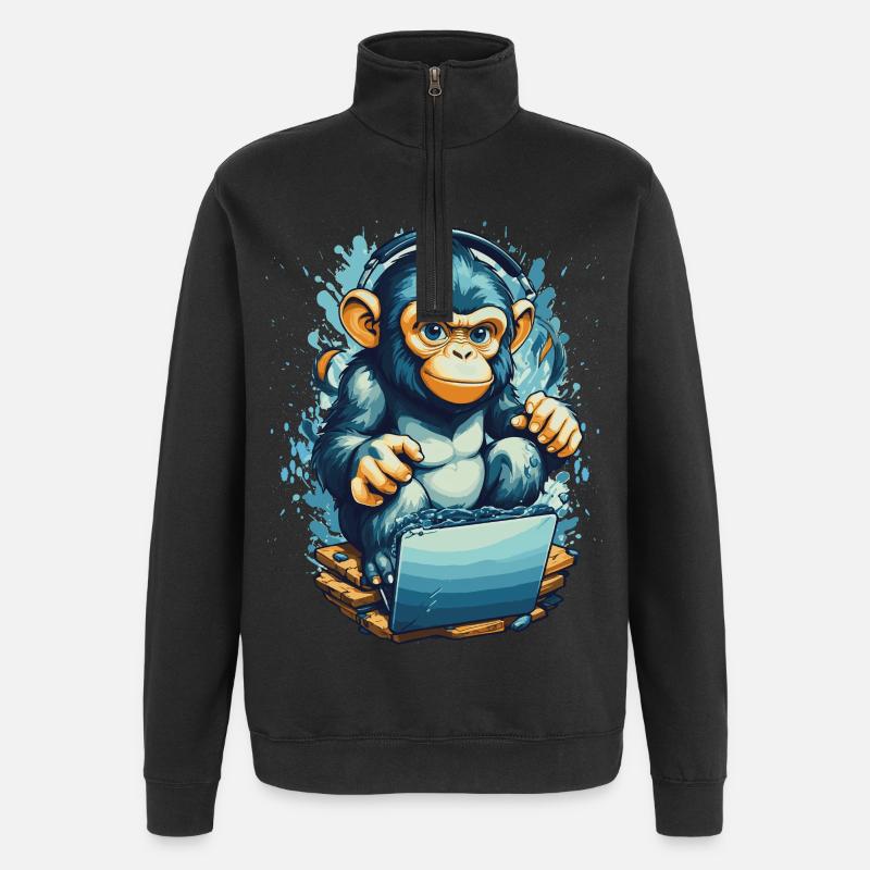 Singe de jeu intelligent - Sweat à zip 1/4 - noir
