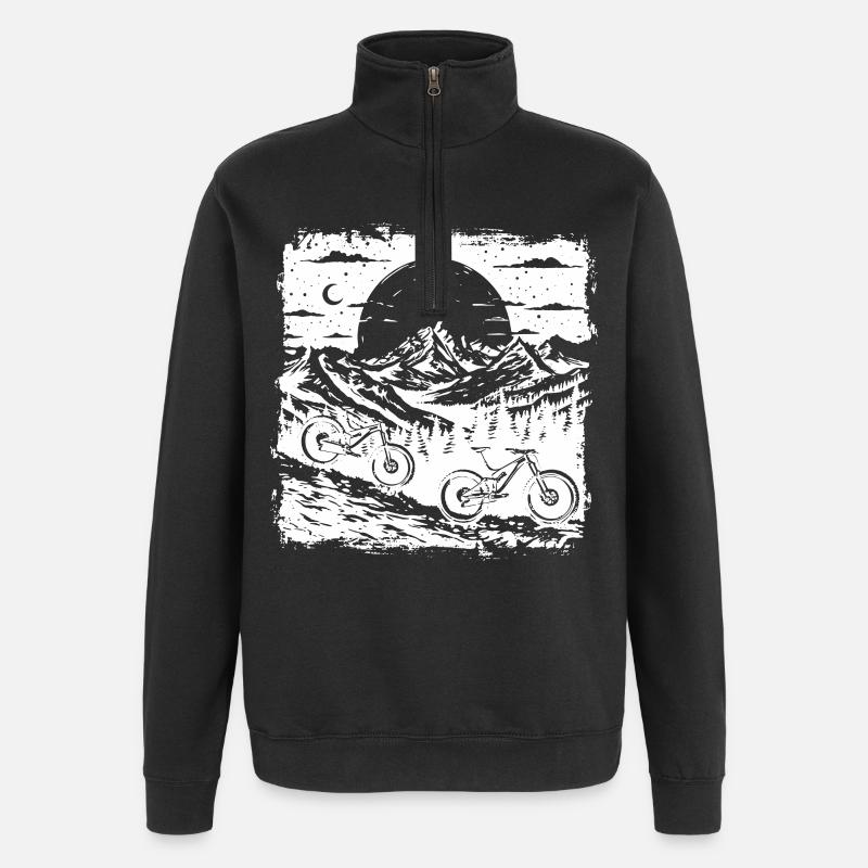 Croquis de VTT - Sweat à zip 1/4 - noir