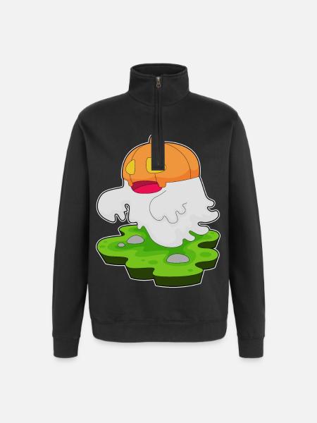 Ghost Halloween Pumpkin - Quarter-Zip Sweatshirt - black
