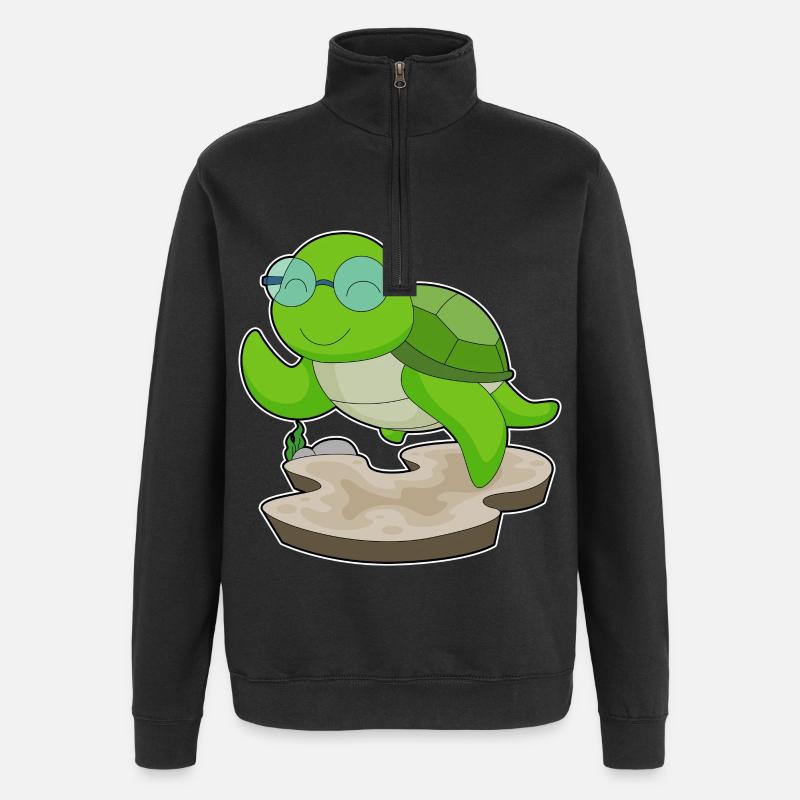 Turtle Glasses - Quarter-Zip Sweatshirt - black