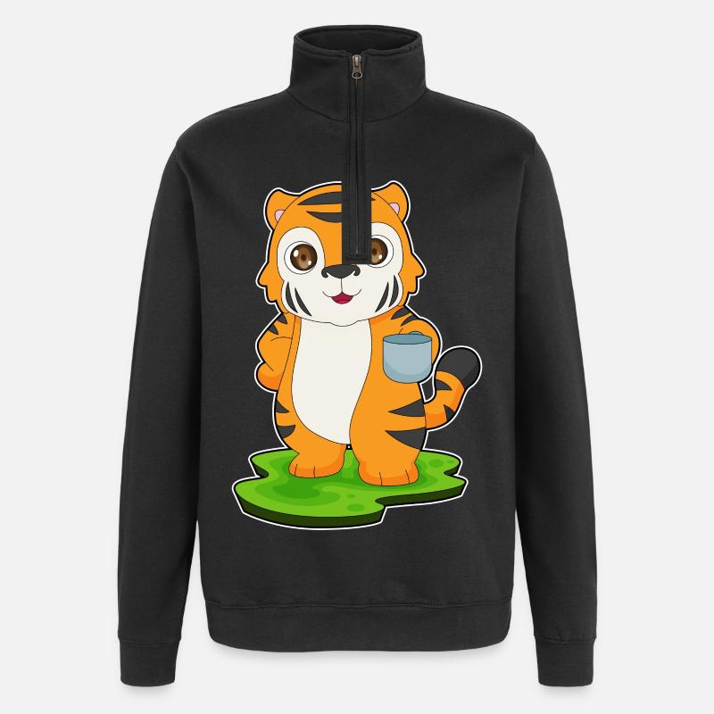 Tiger Kaffee Tasse - Quarter-Zip-Sweatshirt - Schwarz