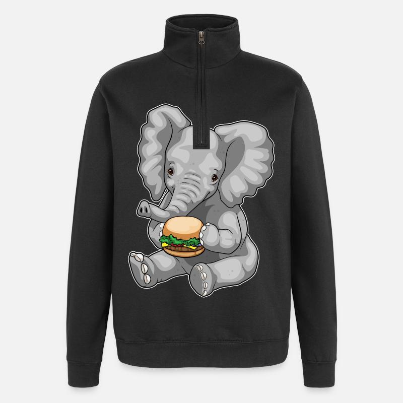 Burger d’éléphant - Sweat à zip 1/4 - noir