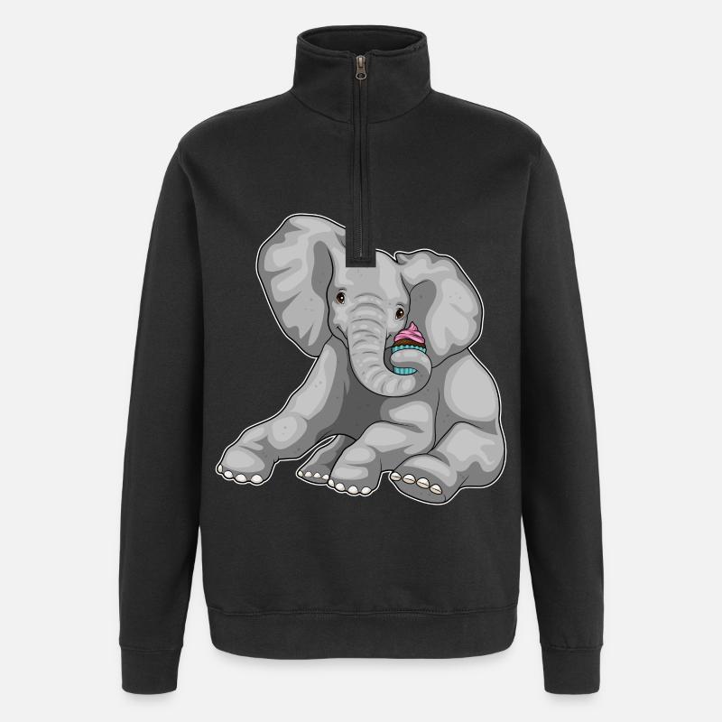 Cupcake éléphant - Sweat à zip 1/4 - noir