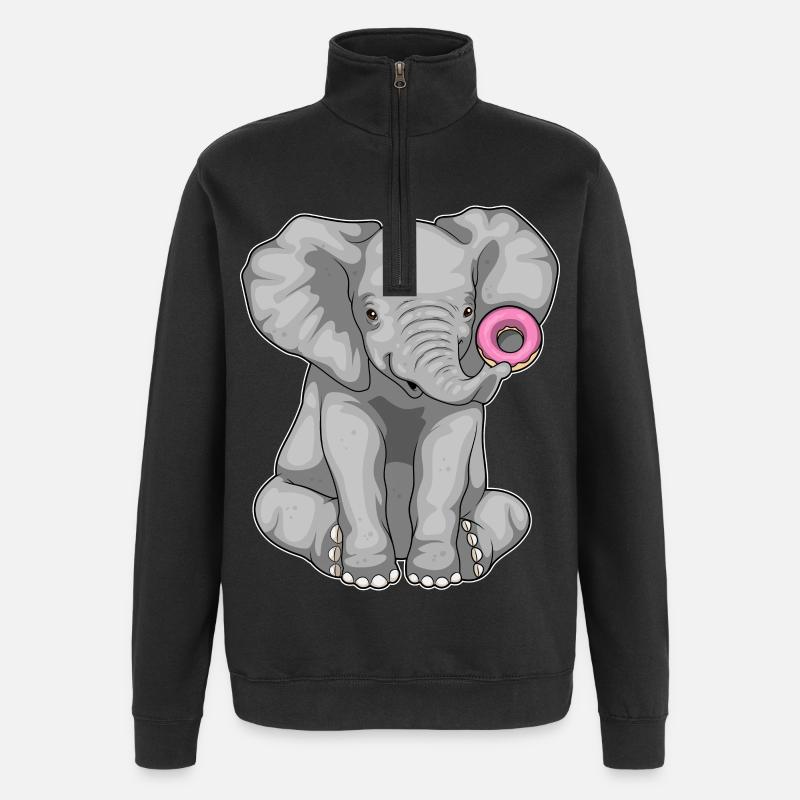 Elefant Donut - Quarter-Zip-Sweatshirt - Schwarz
