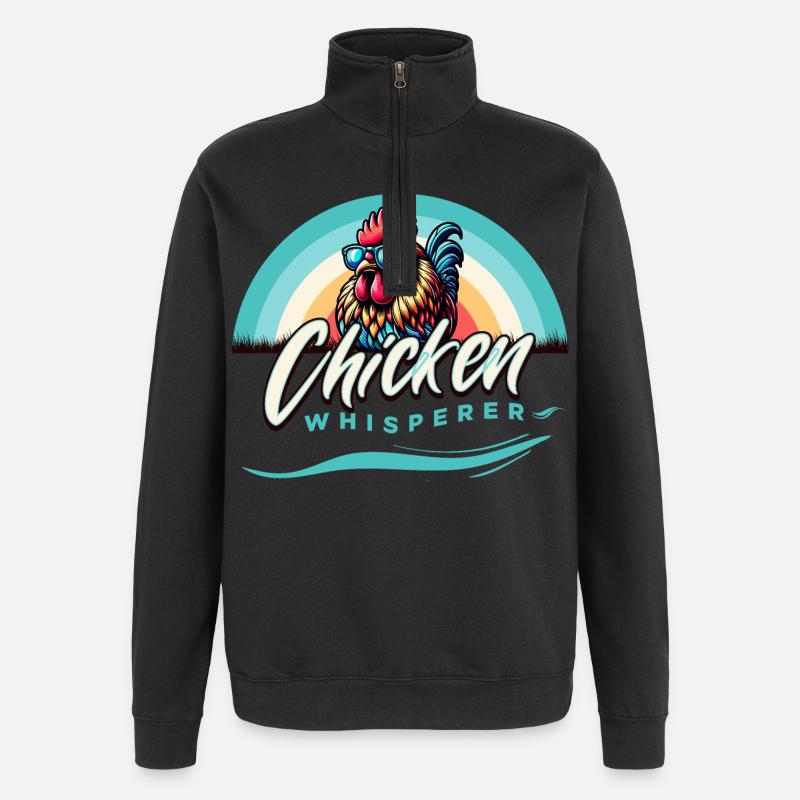 Hühnerflüsterer Hühnerfan stilisiertem Hahn - Quarter-Zip-Sweatshirt - Schwarz
