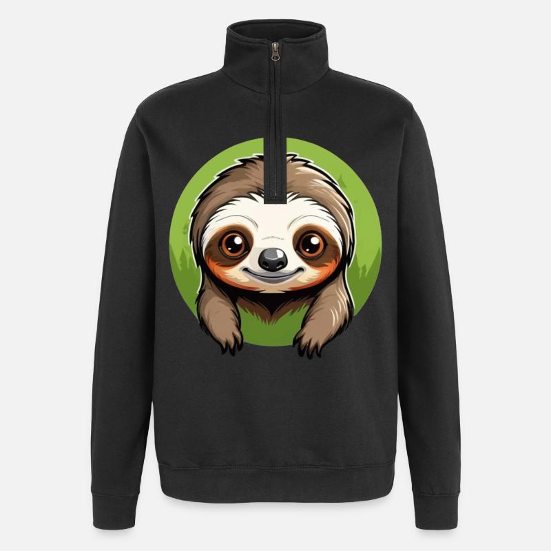 Lazy Tree Sloth - Quarter-Zip Sweatshirt - black