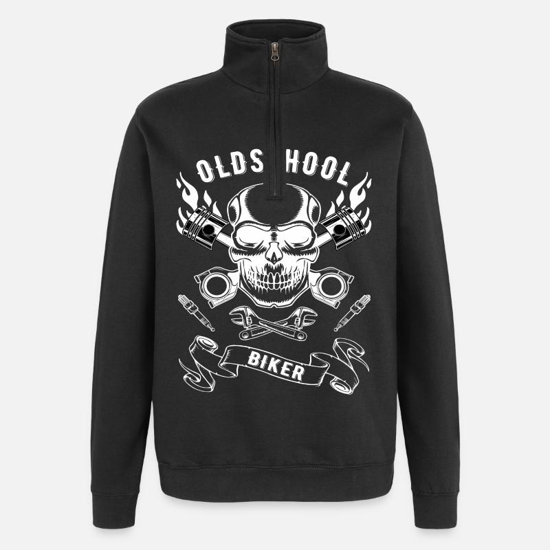 Oldschool Biker - Quarter-Zip-Sweatshirt - Schwarz