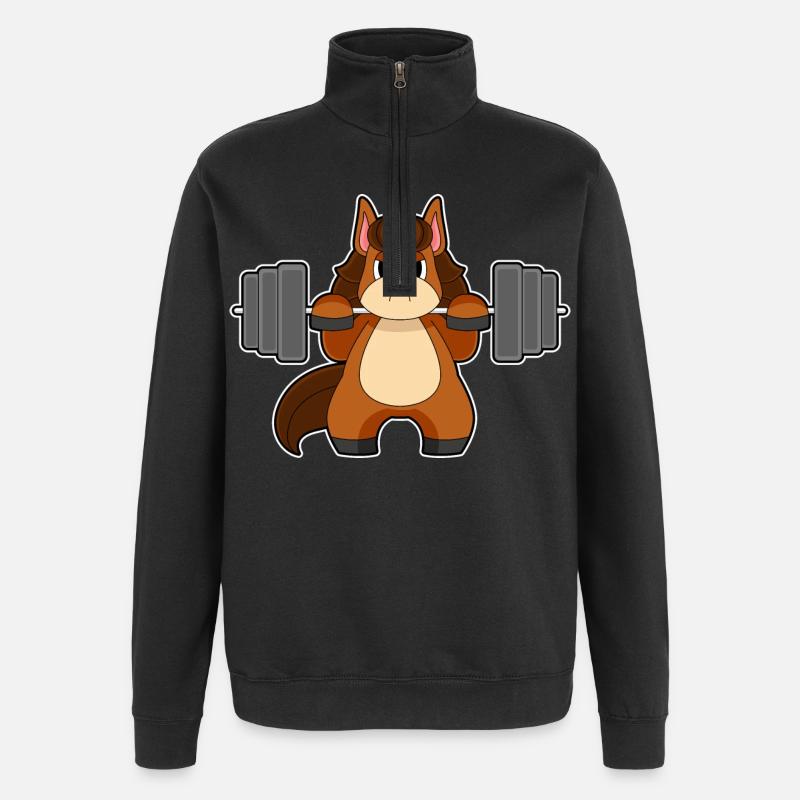 Bodybuilder cheval Bodybuilding avec haltères - Sweat à zip 1/4 - noir