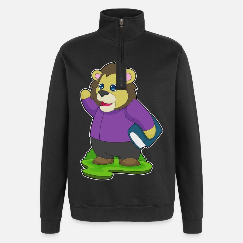Livre Lion Nerd - Sweat à zip 1/4 - noir