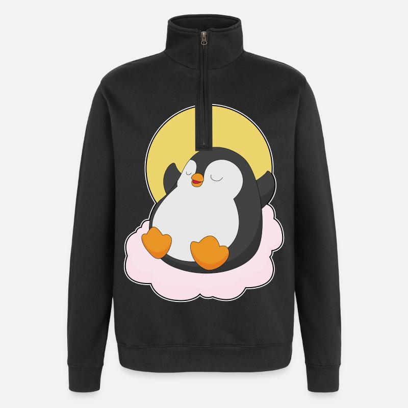 Nuages de pingouins - Sweat à zip 1/4 - noir