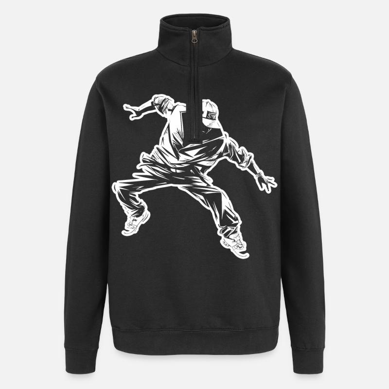 Breakdance Drawing - Quarter-Zip Sweatshirt - black