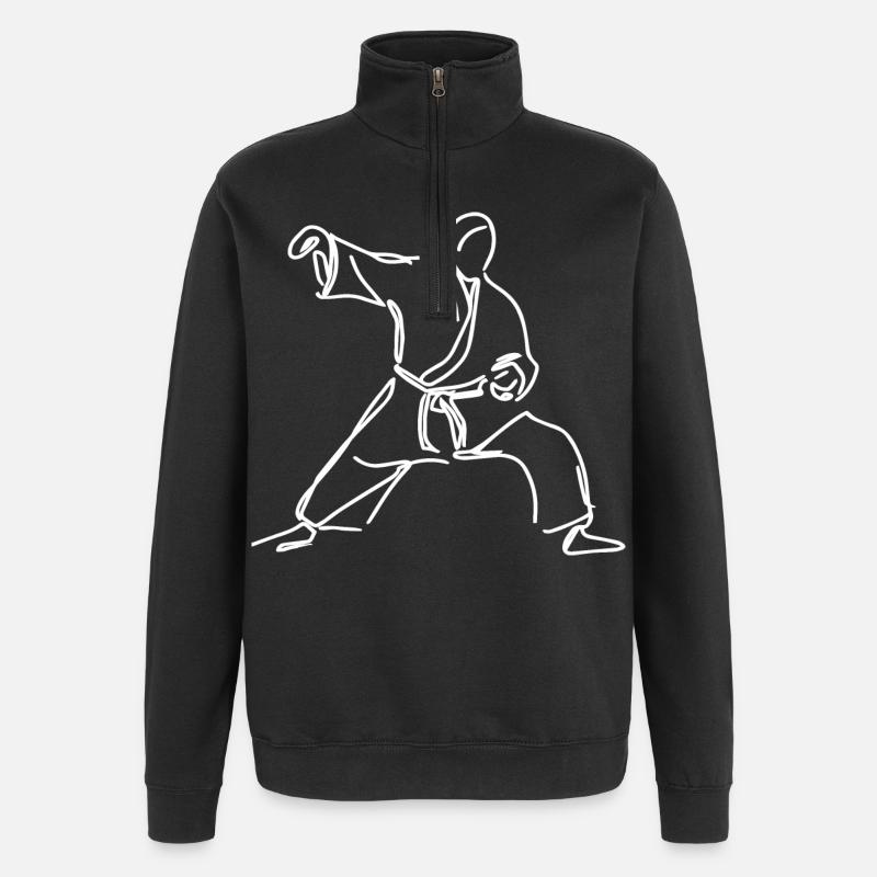 Croquis de judoka - Sweat à zip 1/4 - noir