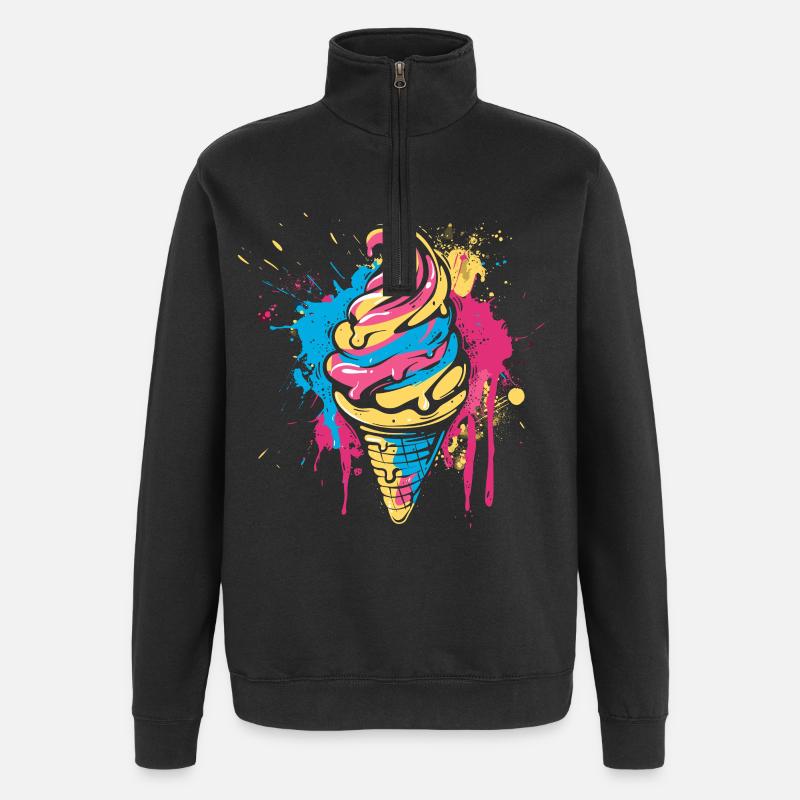 Eiswaffel Farbklecks - Quarter-Zip-Sweatshirt - Schwarz