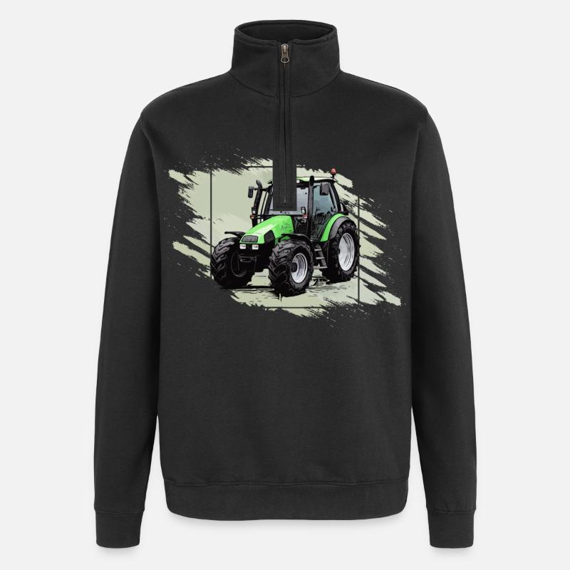 Kleiner grüner Traktor - Quarter-Zip-Sweatshirt - Schwarz