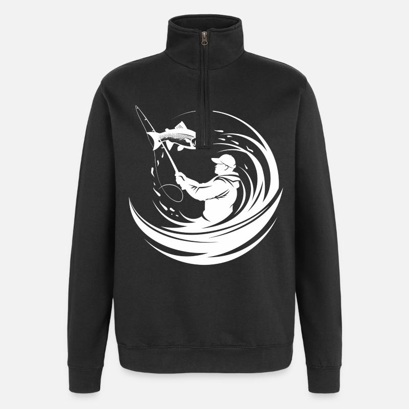 Pêche - Sweat à zip 1/4 - noir