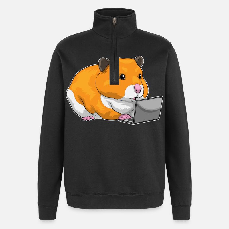 Hamster Laptop - Quarter-Zip Sweatshirt - black