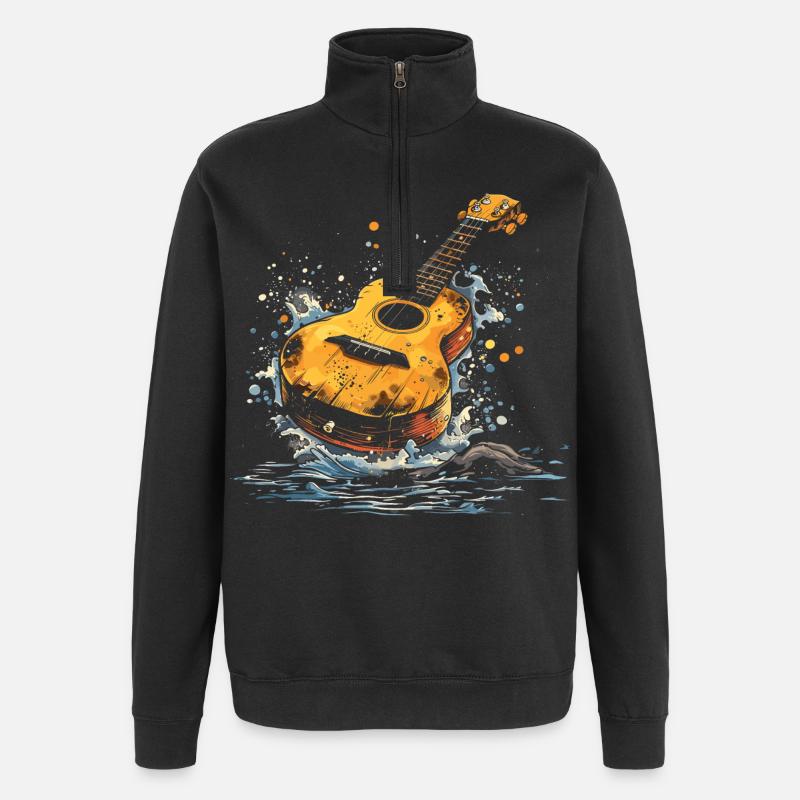 Ukulele Illustration - Quarter-Zip Sweatshirt - black