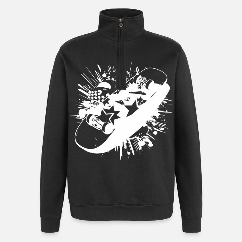 Blobs de peinture de skateboard - Sweat à zip 1/4 - noir