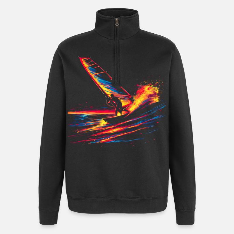 Planche à voile à l’ancienne - Sweat à zip 1/4 - noir