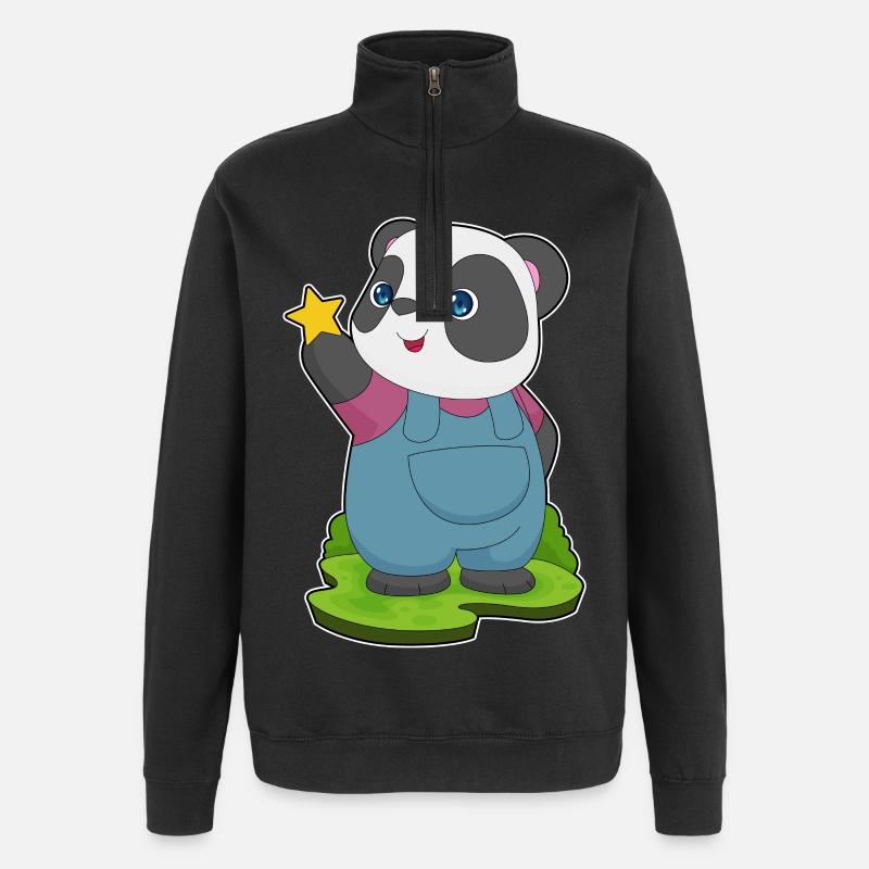 Étoile Panda - Sweat à zip 1/4 - noir