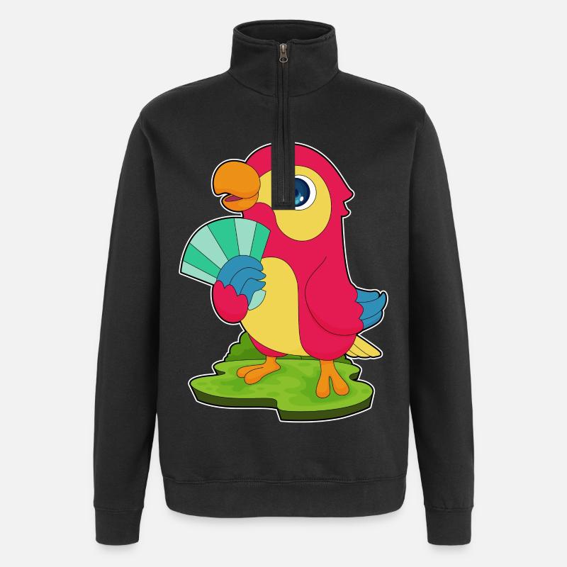 Parrot Hand Fan - Quarter-Zip Sweatshirt - black