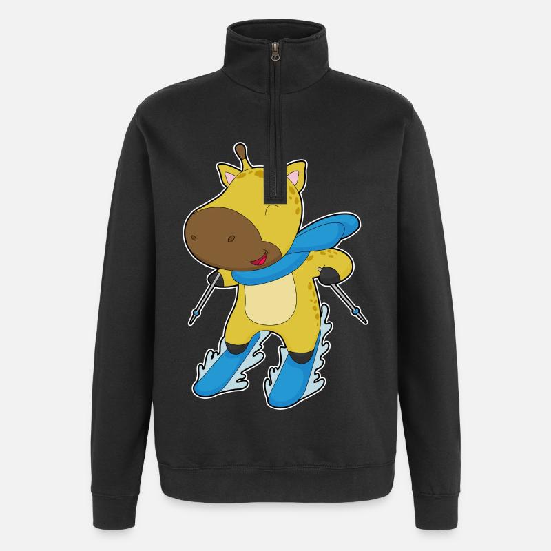 Girafe Skier Ski - Sweat à zip 1/4 - noir