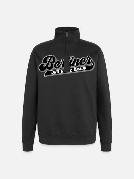 Berliner und Stolz drauf | Farben änderbar - Quarter-Zip-Sweatshirt - Schwarz