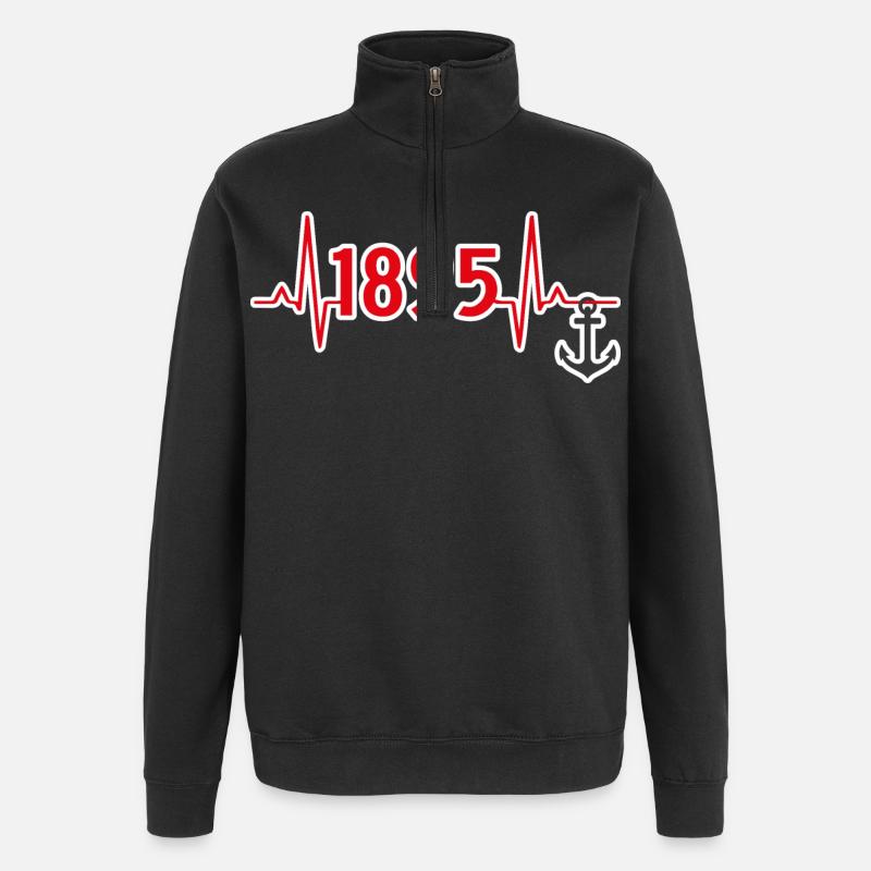 1895 mit Anker - Quarter-Zip-Sweatshirt - Schwarz