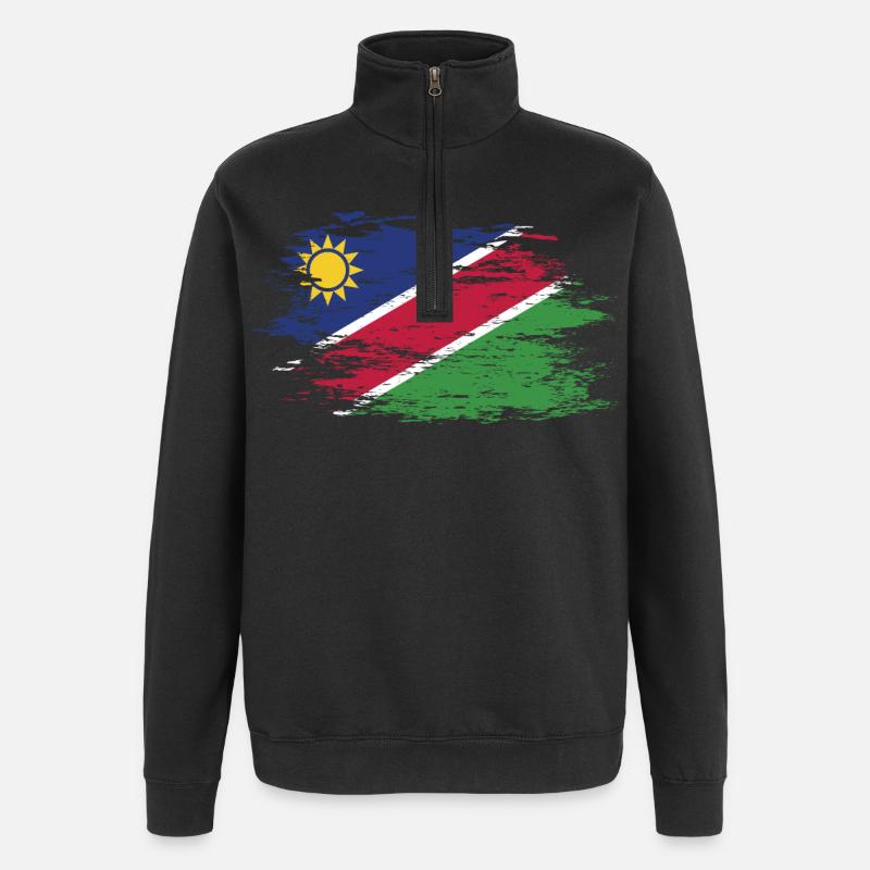 Drapeau de la Namibie utilisé - Sweat à zip 1/4 - noir