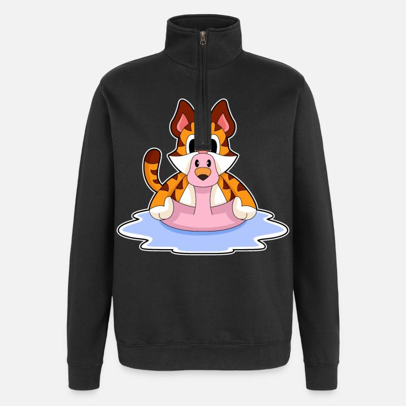 Flamant rose tigré - Sweat à zip 1/4 - noir