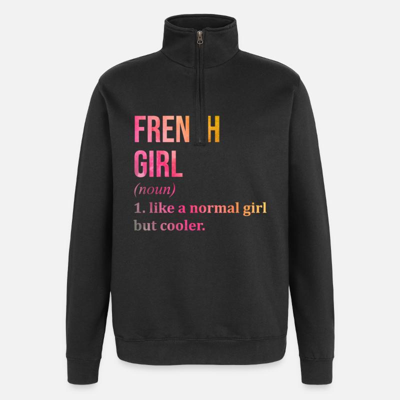 Frankreich - Quarter-Zip-Sweatshirt - Schwarz