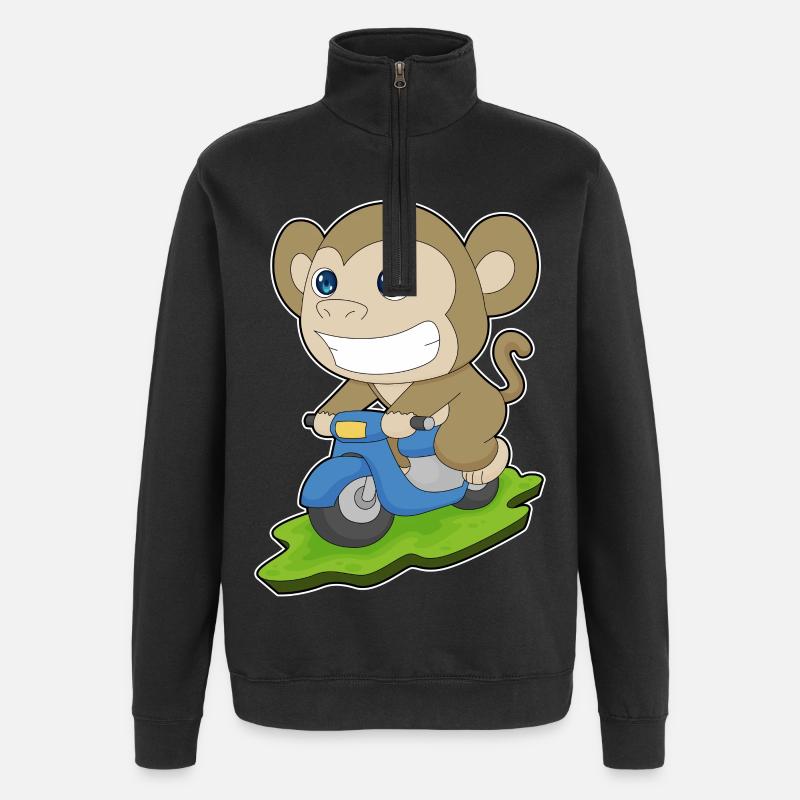 Affe Motorroller - Quarter-Zip-Sweatshirt - Schwarz
