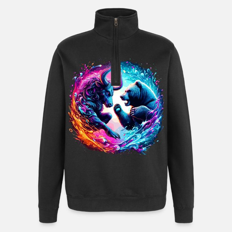 Bull vs Bear Exchange Battle - Quarter-Zip Sweatshirt - black
