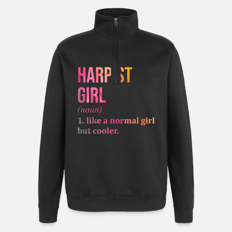 Harfe - Quarter-Zip-Sweatshirt - Schwarz