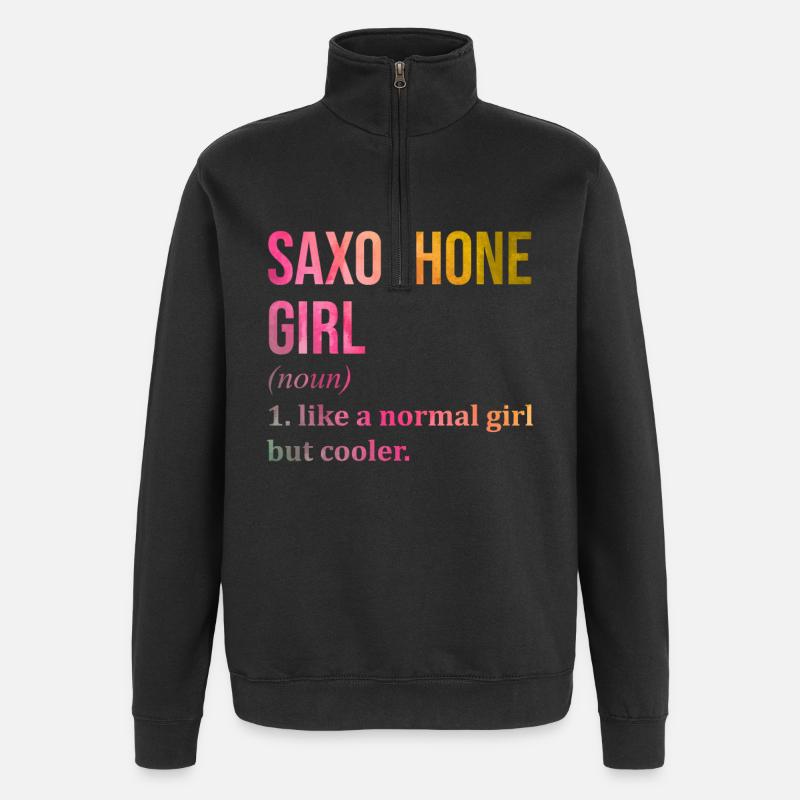 Saxophon - Quarter-Zip-Sweatshirt - Schwarz