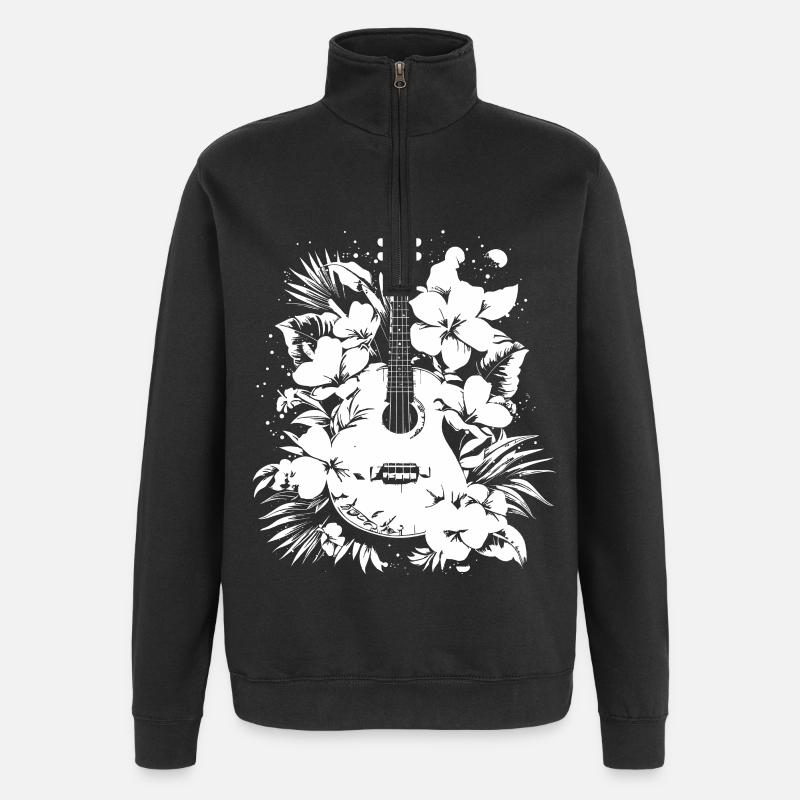 Ukulele Comic - Quarter-Zip Sweatshirt - black