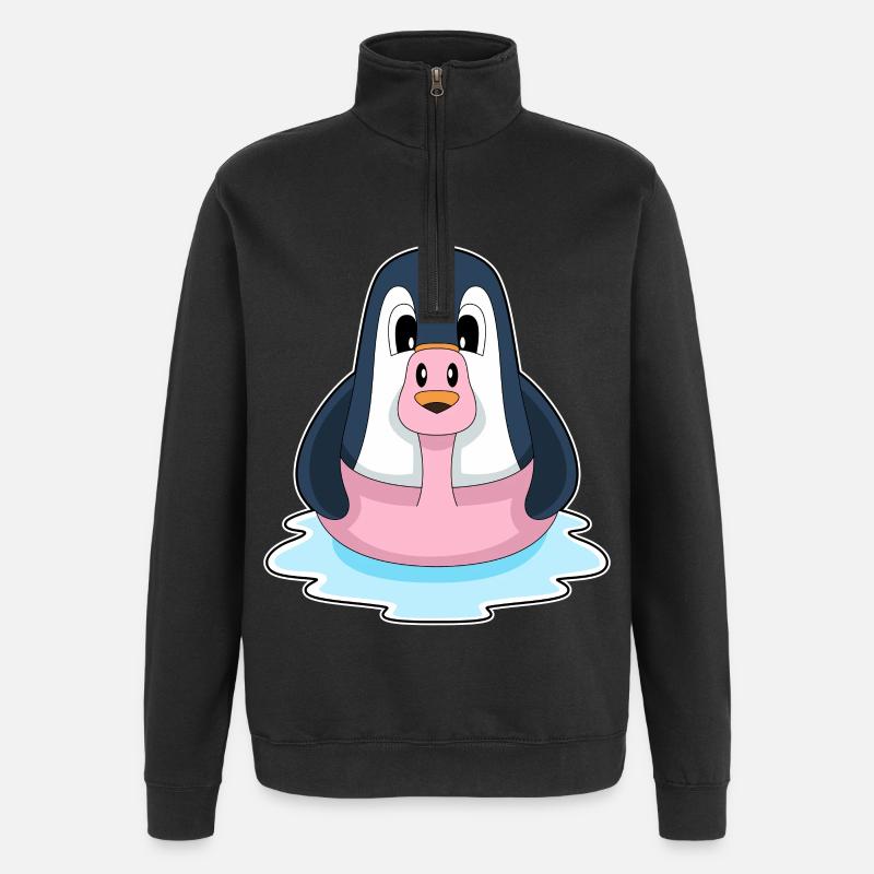 Flamant rose pingouin - Sweat à zip 1/4 - noir