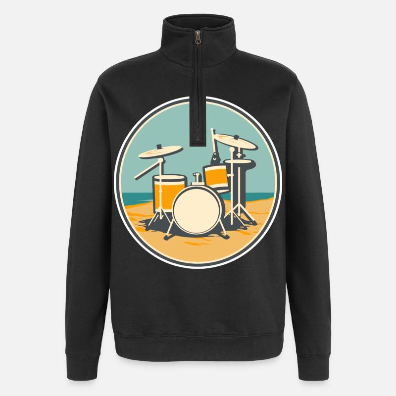 Illustration de batterie - Sweat à zip 1/4 - noir