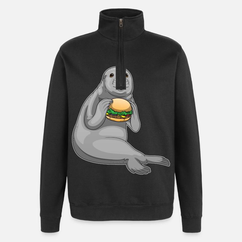 Burger de phoque - Sweat à zip 1/4 - noir