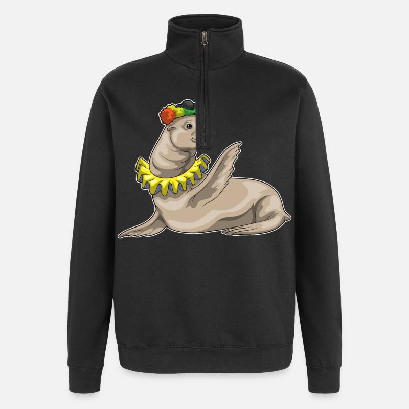 Seal Clown - Quarter-Zip Sweatshirt - black