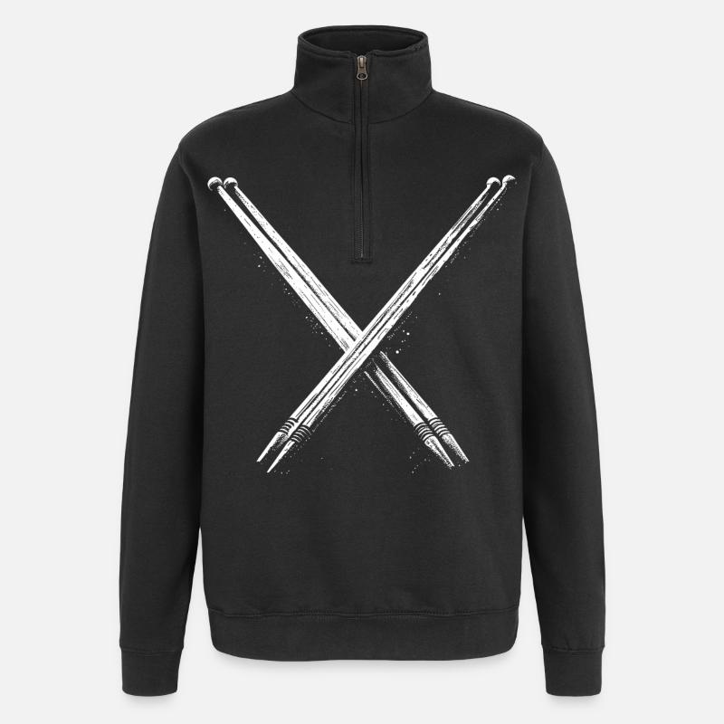 Dessin de baguettes - Sweat à zip 1/4 - noir