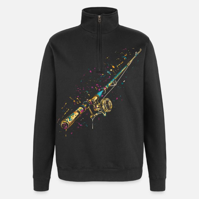 Graffiti de canne à pêche - Sweat à zip 1/4 - noir